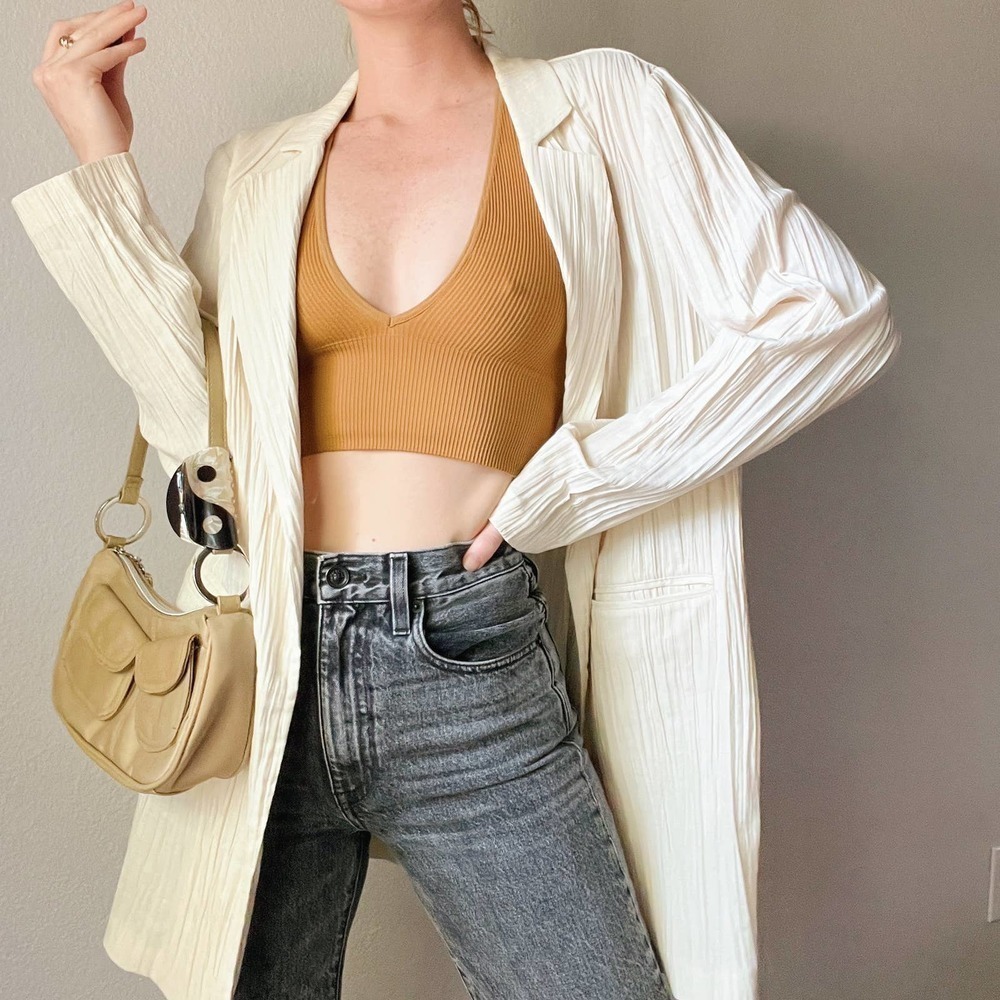 Chico's White Crepe Duster Style Lightweight Blazer Jacket